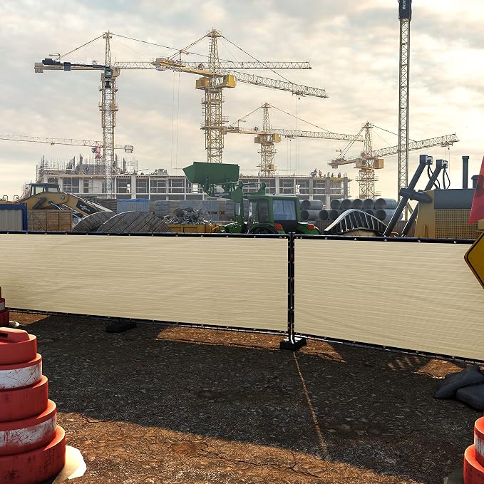 ColourTree Customized Size Fence Screen Privacy Screen Beige 5' x 74' - Commercial Grade 170 GSM - Heavy Duty - 3 Years Warranty - Cable Zip Ties Included