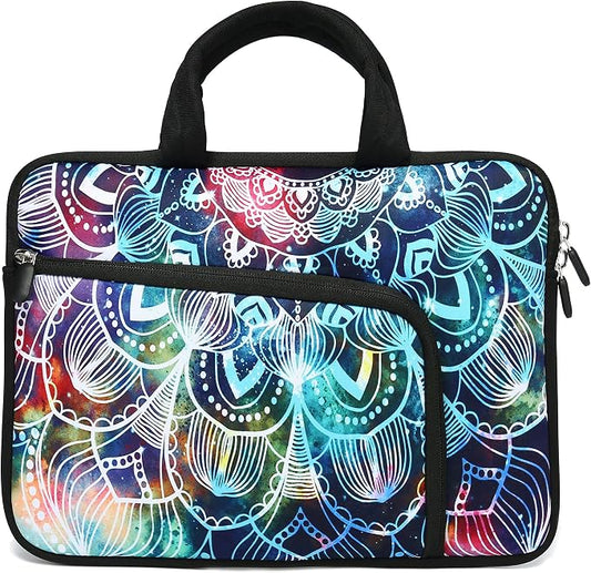 11 11.6 12 12.1 12.5 inches Laptop Sleeve Chromebook Case Ultrabook Case Notebook Sleeve PC Messenger Bag Tablet Case Neoprene Handle Sleeve for Adult Men Women, Two Pockets (Mandala)
