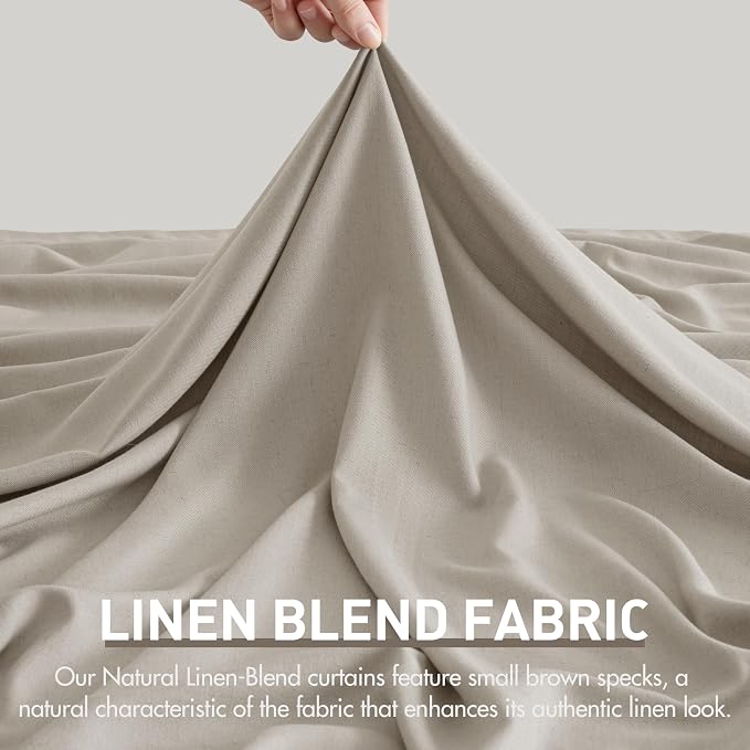 Memory Trained Pinch Pleated Curtains 108 Inches Long, Viral Linen Pinch Pleat Sheer Curtains with Ring Hooks&Clips for Track System Living Room, Oatmeal Light Filtering Privacy Curtain 2 Panel Set