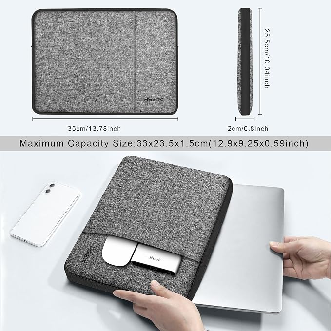 Hseok Laptop Case 13.3-14 Inch Sleeve, Water-Resistant Computer Bag Compatible with MacBook Neo/Pro 14" M5/M4/M3/M2/M1 and All 13.3" Mac Air/Pro, XPS 14 and Most Popular 13.3"-14" Notebook，D02G03