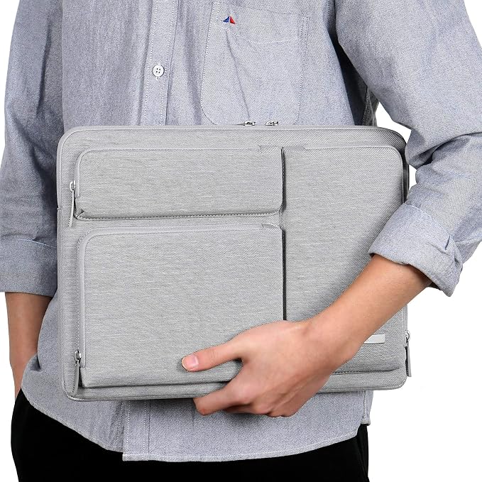 Lacdo 360° Protective Laptop Sleeve Case for 15 inch MacBook Air M5/A3448 (2026), M4 A3241 2025, M3 A3114, M2 A2941 2024-2023, 15" MacBook Pro A1990 A1707, Computer Bag with Accessory Pocket, Gray