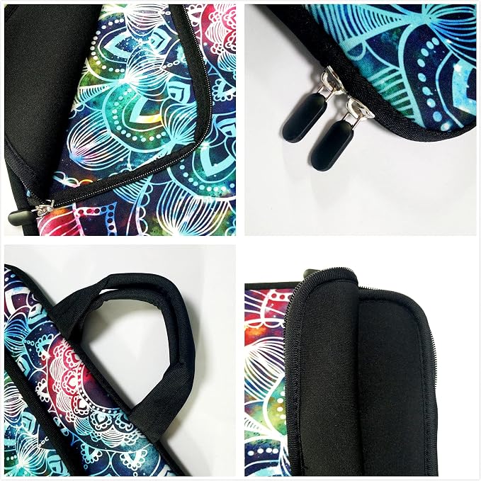 14 15 15.4 15.6 inch Laptop Handle Bag Computer Protect Case Pouch Holder Notebook Sleeve Neoprene Cover Soft Carrying Case with Extra Pockets for Dell Lenovo Toshiba HP Chromebook ASUS Acer(Mandala)