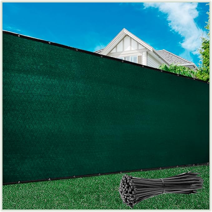 ColourTree Customized Size Fence Screen Privacy Screen Green 8' x 63' - Commercial Grade 170 GSM - Heavy Duty - 3 Years Warranty - Cable Zip Ties Included