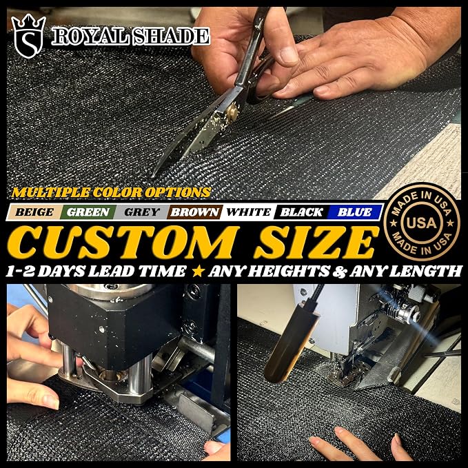 Royal Shade Custom Size 5' x 132' Green Fence Privacy Screen Windscreen Cover Netting Mesh Fabric Cloth - Cable Zip Ties Included (We Make Custom Size)