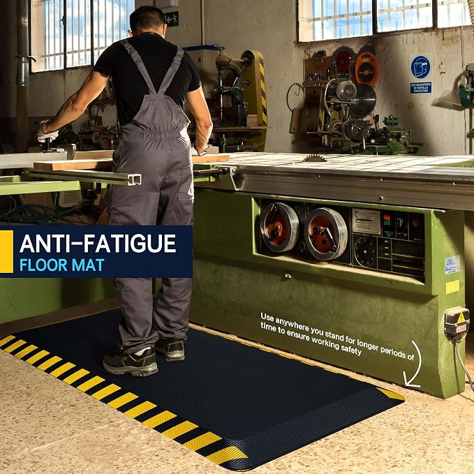 FEATOL Anti Fatigue Mat Industrial, Ergonomic Standing Floor Mat for Work for Stand -Safety Support for Leg & Back Pain(Yellow Border, 20" x 32", 8PC)