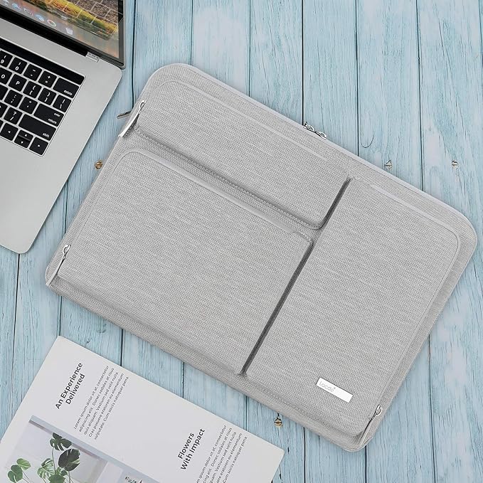 Lacdo 360° Protective Laptop Sleeve Case for 15.6 Inch Acer Aspire 5, E 15, Predator Helios 300, Flagship/ASUS VivoBook 15 / Dell Inspiron 15 / Lenovo Ideapad 330 / Pavilion 15, Computer Bag, Gray