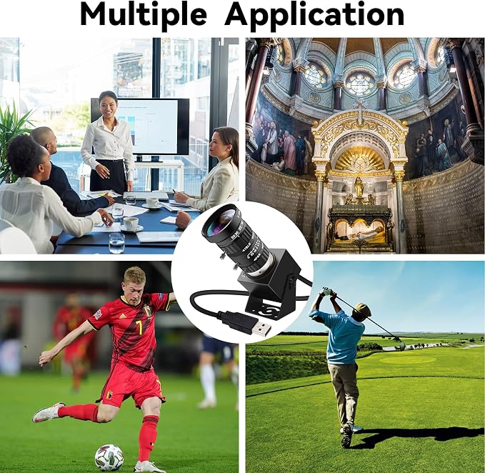 4K USB Webcam 1080P@120fps High Speed Camera With CS-Mount 5-50mm 10X Telephoto Zoom Manual Lens 12MP Close-Up Capability OpenCV Compatible Plug-and-Play for Live Streaming,Industrial Projects