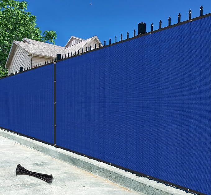 Bynbbur 6'x278' Privacy Fence Screen Net Fencing 90% Privacy Blockage Windscreen Fence Cover with Copper Grommet for Patio Backyard Garden Swimming Pool, Zip Ties Included, Blue