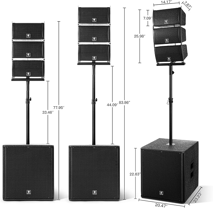 PRORECK Club 8000W P.M.P.O Powered PA Speaker System, 6 Line Array Speakers & 2PCS 18 Inch Subwoofers, Bluetooth USB SD Card Audio System with Remote Control for Wedding Church Conference Stage Party