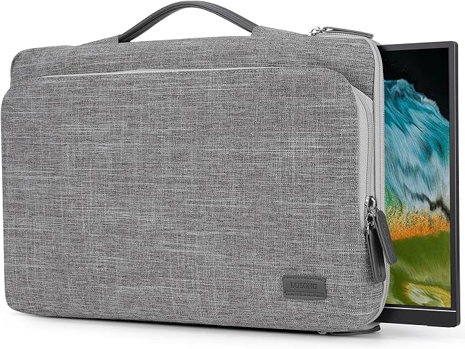 18.5 Inch Portable Monitor Case, 18.5 inch Protective Carrying Cover with PU Handle, Large Accessory Pocket and Water Resistant for Travel Monitor Bag Display Screen Sleeve, Gray
