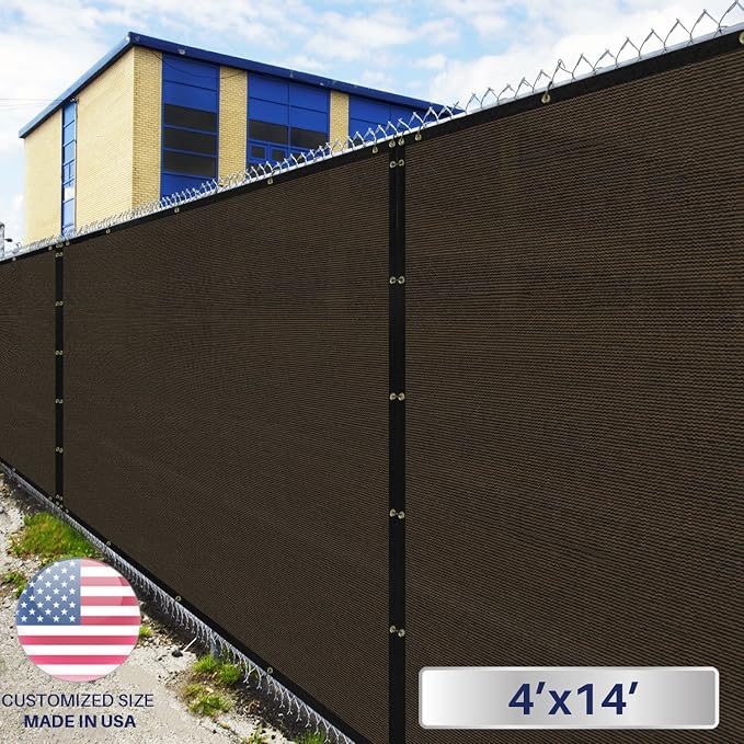 Windscreen4less 4' x 64' Privacy Fence Screen Heavy Duty Windscreen Fencing Mesh Fabric Shade Net Cover with Brass Grommtes for Outdoor Wall Garden Yard Pool Deck Beige