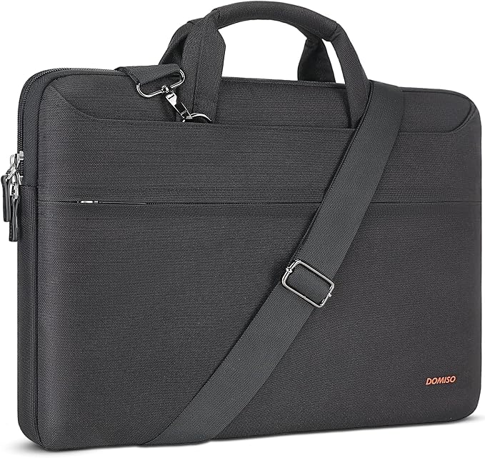 DOMISO 17.3 inch Laptop Messenger Shoulder Bag Tote Bag for Women for Men,Business Travel Work Computer Bag Chromebook Case Briefcase,Compatible with 17 inch HP Dell Lenovo ASUS, Black