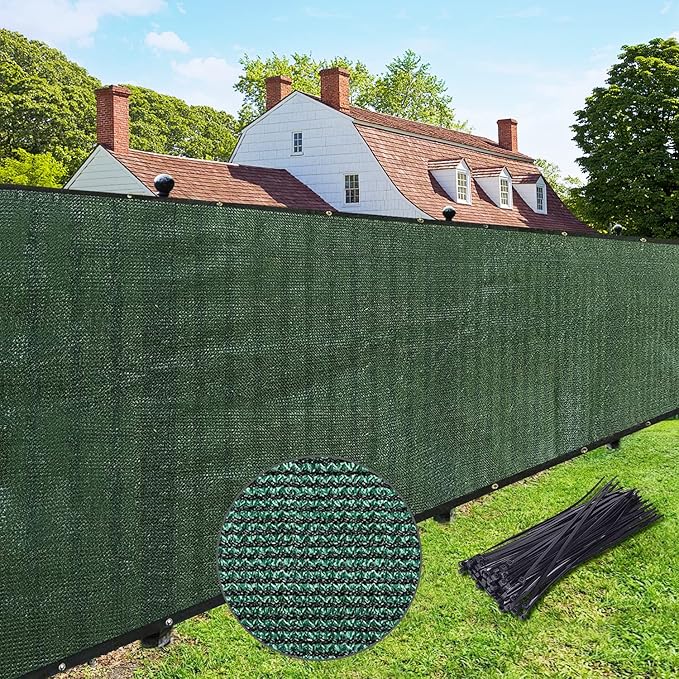 UPGRADE Privacy Fence Screen 6'x67' Dark Green Outdoor 90% Visibility Blockage 170 GSM Mesh Shade Cover Panels for Backyard,Balcony,Home Decoration with Zip Ties,Customized Avaliable