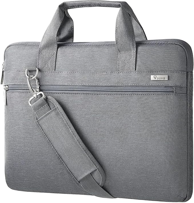 Voova Laptop Bag 15.6 Inch, 360° Protective Laptop Case Sleeve Compatible with MacBook Air 15 M2/M3/M4, MacBook Pro 15/16, 15-16” Lenovo Dell Hp, Waterproof Computer Bag Slim Briefcase, Grey
