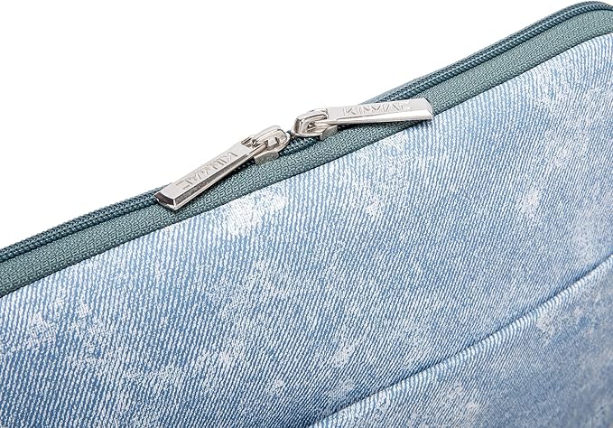 Kinmac 360° Protective Vertical Laptop Sleeve Case Cover Bag (Blue Denim PU, 13.5 inch-14 inch)
