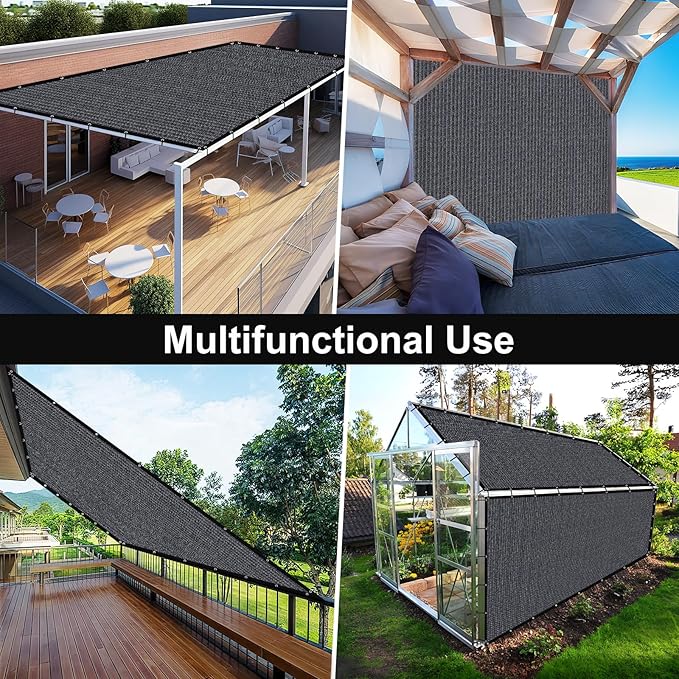 Artpuch 90% Sun Shade Cloth, 5 x 10 FT Pergola Shade Cover Canopy with Grommets, Sun Screen Fabric Tarp for Patio, Outdoor, Garden, Backyard, Dark Grey