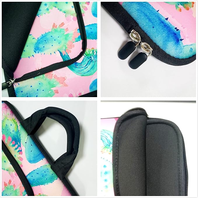 11 11.6 12 12.1 12.5 inches Laptop Sleeve Chromebook Case Ultrabook Case Notebook Sleeve PC Messenger Bag Tablet Case Neoprene Handle Sleeve for Men Women, Two Pockets(Colorful Cactus)