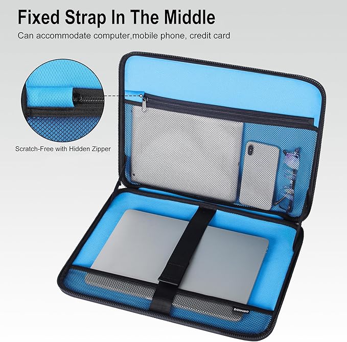 DOMISO 13.3-14 Inch Laptop Hard Case, Waterproof Shockproof Hard Shell Laptop Sleeve Protective Computer Bag for Macbook Pro 14 / Lenovo ThinkPad/Dell XPS/HP Pavilion, Black