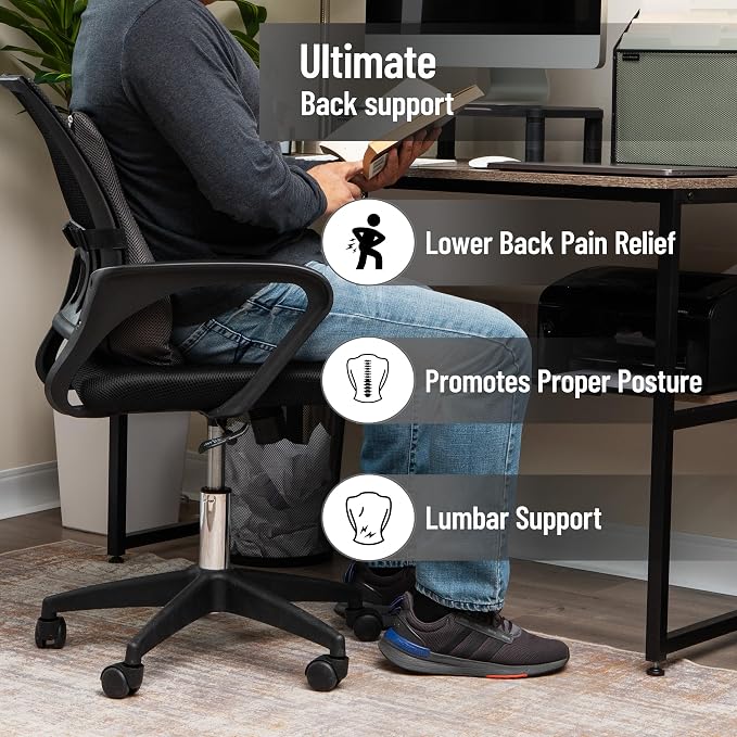 Mind Reader Air-Cloud Lumbar Cushion, Ergonomic Memory Foam Back Support Pillow for Office Chairs, Recliners, and Car Seats, Chiropractor-Recommended, Gray