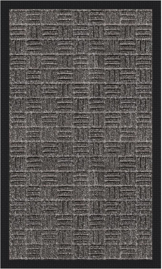 Ottomanson Scraper Doormat – Indoor Outdoor Entry Rug with Rubber Backing & Dirt-Trapping Polyester Pile, Non-Slip Front Door Mat for Mud & Pet Traffic – 18" x 30", Charcoal