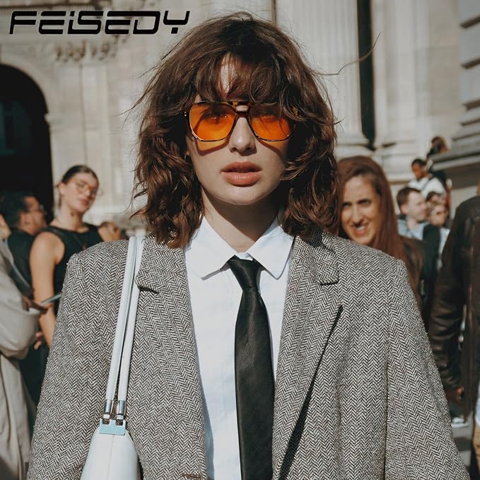 FEISEDY Amber Blue Light Glasses for Computer Gaming Orange/Yellow lens Anti Eyestrain Sleep Glasses G2835