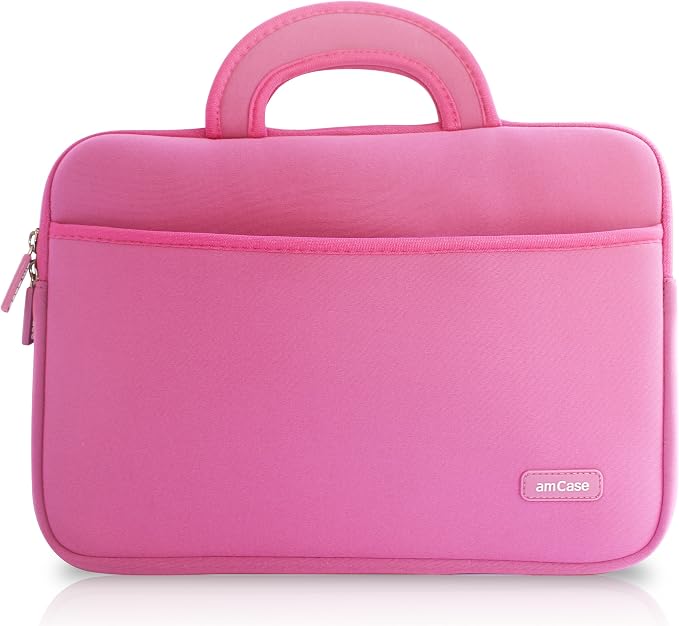 amCase Portable Electronic Device Cover, Chromebook - 11.6 to 12 inch Neoprene Travel Sleeve with Handle-Pink, Laptop Case