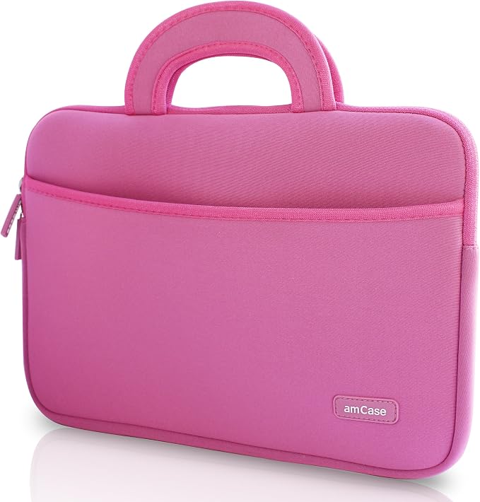 amCase 13.3 inch Chromebook Case Sleeve for iPad Pro, ASUS C300 Chromebook/Samsung Chromebook 2/Acer Chromebook/MacBook Air/Pro/Toshiba Chromebook/Lenovo Yoga 2/3 with Handle (Pink)