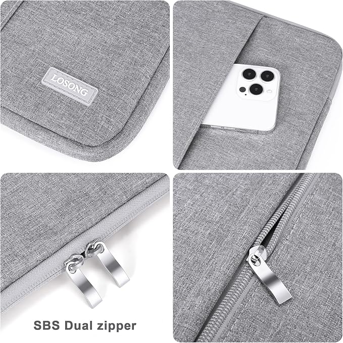 Portable Monitor Case 15.6 Inch,Losong Protective Carrying Sleeve for Most 15.6 in Monitors,Water Resistant Portable Computer Laptop Display Bag with Accessory Pocket,Size-15.3"x9.8" Gray