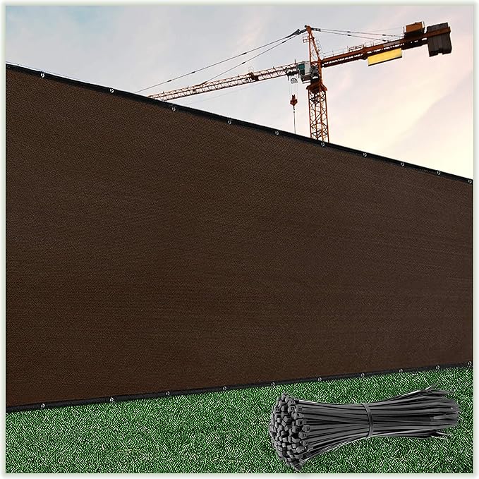 ColourTree Customized Size Fence Screen Privacy Screen Brown 5' x 181' - Commercial Grade 170 GSM - Heavy Duty - 3 Years Warranty - Cable Zip Ties Included