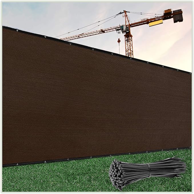 ColourTree Customized Size Fence Screen Privacy Screen Brown 5' x 27' - Commercial Grade 170 GSM - Heavy Duty - 3 Years Warranty - Cable Zip Ties Included