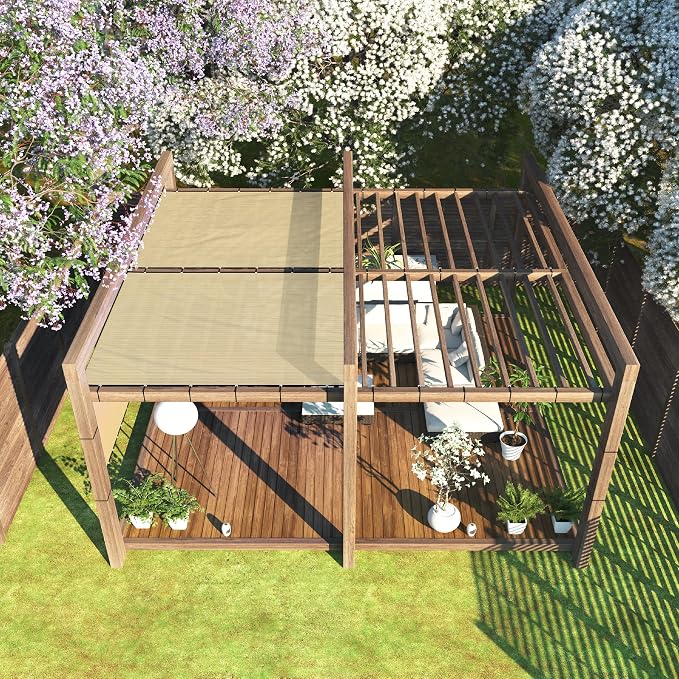 ColourTree Customized Size Fence Screen Privacy Screen Beige 8' x 3' - Commercial Grade 170 GSM - Heavy Duty - 3 Years Warranty - Cable Zip Ties Included