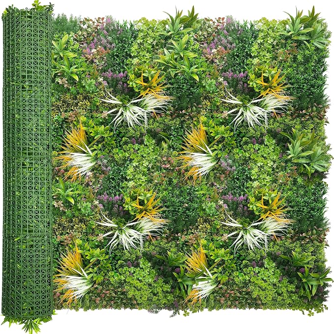 ODTORY Artificial Greenery Grass Wall Panels: 68'' x 120'' UV-Anti Faux Greenery Ivy Privacy Fence Screen Backdrop Boxwood Vine Leaf Hedges for Patio, Balcony, Garden, Green Decor