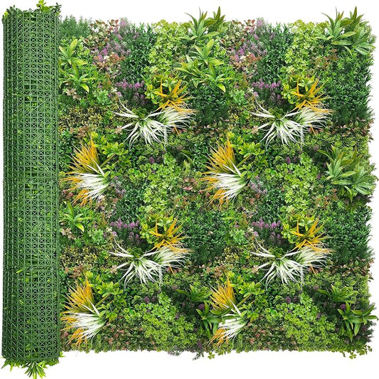 ODTORY Artificial Greenery Grass Wall Panels: 68'' x 120'' UV-Anti Faux Greenery Ivy Privacy Fence Screen Backdrop Boxwood Vine Leaf Hedges for Patio, Balcony, Garden, Green Decor
