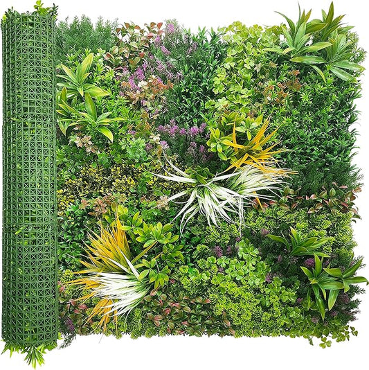 ODTORY Artificial Greenery Grass Wall Panels: 40'' x 120'' UV-Anti Faux Greenery Ivy Privacy Fence Screen Backdrop Boxwood Vine Leaf Hedges for Patio, Balcony, Garden, Green Decor