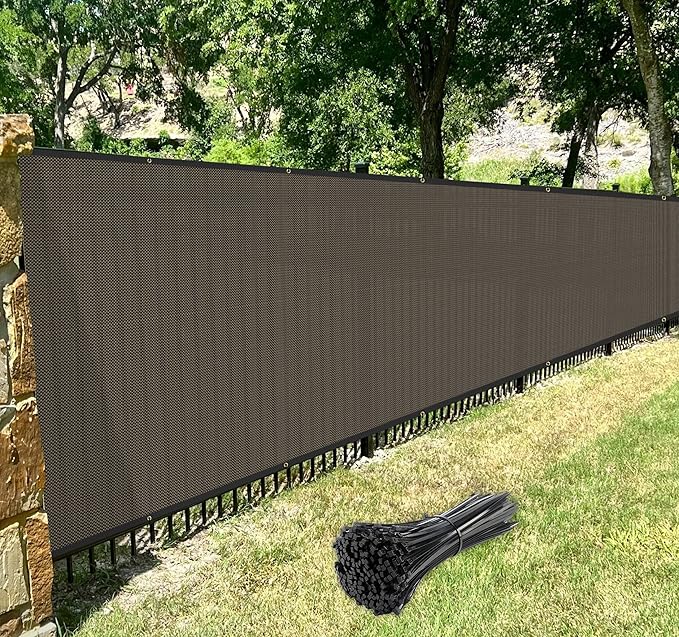 Windscreen4less 4' x 160' Privacy Fence Screen Heavy Duty Windscreen Fencing Mesh Fabric Shade Net Cover with Brass Grommtes for Outdoor Wall Garden Yard Pool Deck Brown
