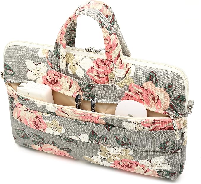 canvaslife Gray Roses Laptop Sleeve, 12/13 Inch | Waterproof