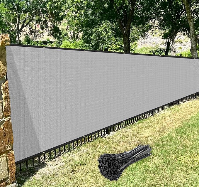 Windscreen4less 4' x 113' Privacy Fence Screen Heavy Duty Windscreen Fencing Mesh Fabric Shade Net Cover with Brass Grommtes for Outdoor Wall Garden Yard Pool Deck Gray