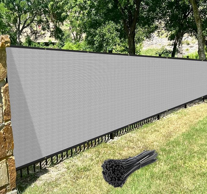Windscreen4less 4' x 66' Privacy Fence Screen Heavy Duty Windscreen Fencing Mesh Fabric Shade Net Cover with Brass Grommtes for Outdoor Wall Garden Yard Pool Deck Gray