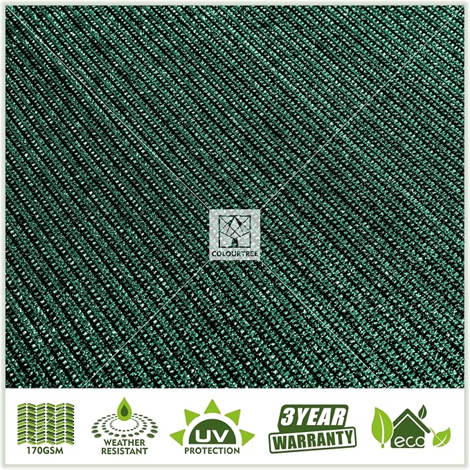 ColourTree 8' x 50' Green Fence Privacy Screen Windscreen Cover Fabric Shade Tarp Netting Mesh Cloth - Commercial Grade 170 GSM - Heavy Duty - 3 Years Warranty (We Make Custom Size)