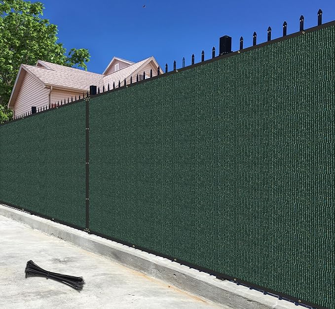 Bynbbur 6'x42' Privacy Fence Screen Net Fencing 90% Privacy Blockage Windscreen Fence Cover with Copper Grommet for Patio Backyard Garden Swimming Pool, Zip Ties Included, Green