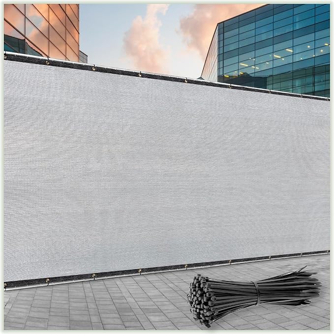 ColourTree Customized Size Fence Screen Privacy Screen Grey 5' x 193' - Commercial Grade 170 GSM - Heavy Duty - 3 Years Warranty - Cable Zip Ties Included