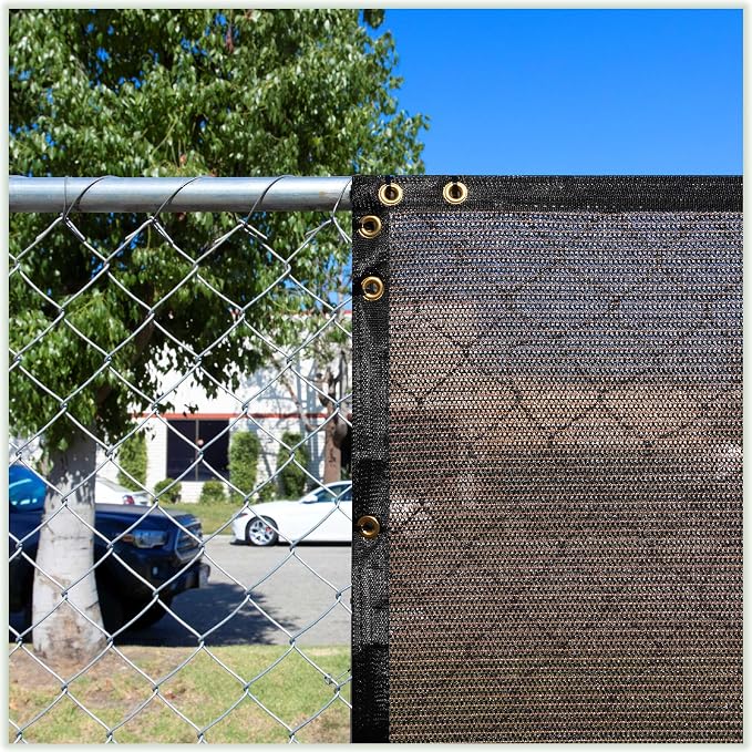 ColourTree Customized Size Fence Screen Privacy Screen Brown 8' x 49' - Commercial Grade 170 GSM - Heavy Duty - 3 Years Warranty - Cable Zip Ties Included