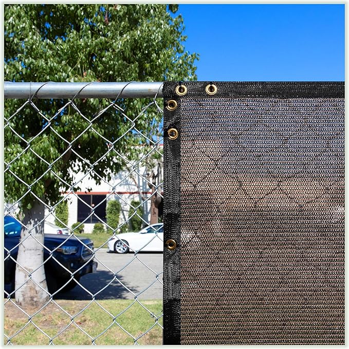 ColourTree Customized Size Fence Screen Privacy Screen Brown 8' x 26' - Commercial Grade 170 GSM - Heavy Duty - 3 Years Warranty - Cable Zip Ties Included