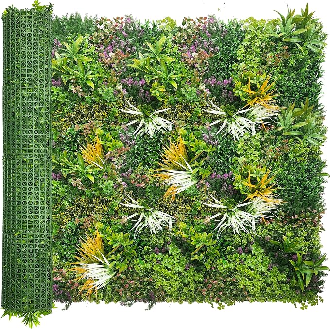ODTORY Artificial Greenery Grass Wall Panels: 60'' x 120'' UV-Anti Faux Greenery Ivy Privacy Fence Screen Backdrop Boxwood Vine Leaf Hedges for Patio, Balcony, Garden, Green Decor