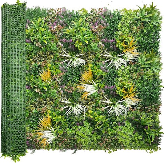 ODTORY Artificial Greenery Grass Wall Panels: 60'' x 120'' UV-Anti Faux Greenery Ivy Privacy Fence Screen Backdrop Boxwood Vine Leaf Hedges for Patio, Balcony, Garden, Green Decor