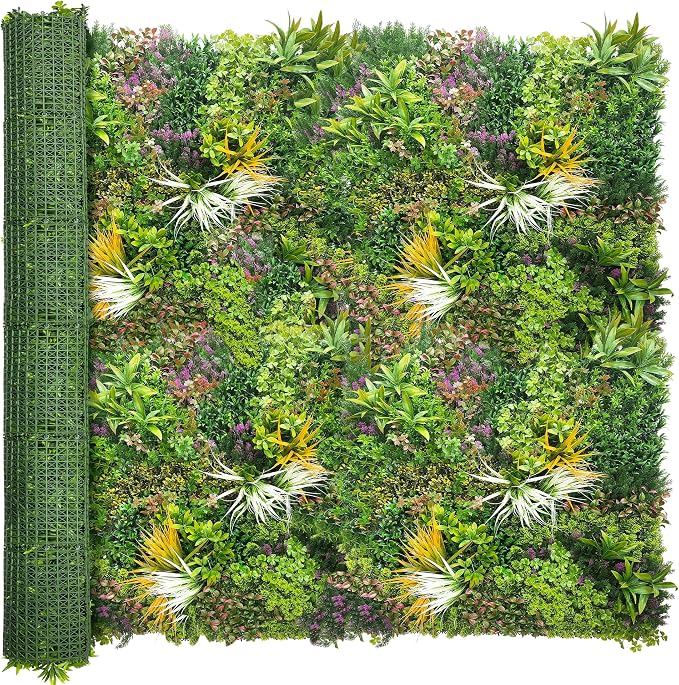 ODTORY Artificial Greenery Grass Wall Panels: 80" x 120" UV-Anti Faux Greenery Ivy Privacy Fence Screen Backdrop Boxwood Vine Leaf Hedges for Patio, Balcony, Garden, Green Decor