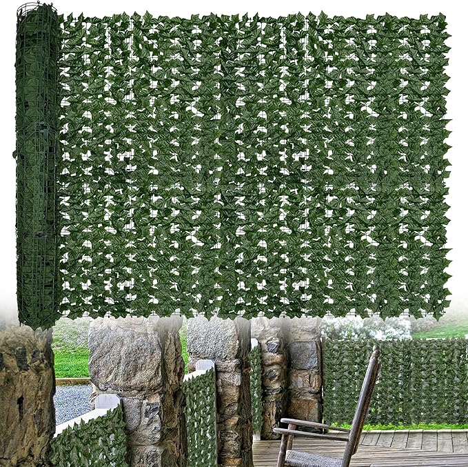 Artificial Ivy Privacy Fence Screen: 72"x 240" (120 Sqft) Anti-Ultraviolet Artificial Hedge Grass Wall, Used for Indoor and Outdoor Green Background, Garden Greening Decoration