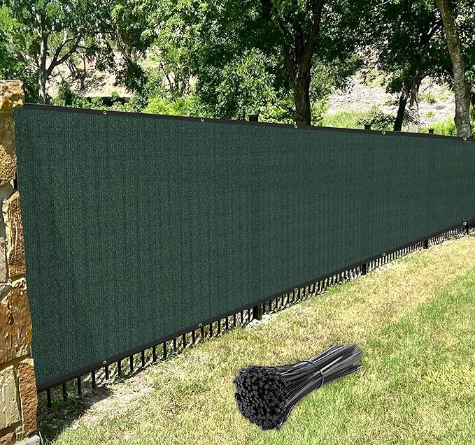 Windscreen4less 4' x 25' Privacy Fence Screen Heavy Duty Windscreen Fencing Cover Windblock Mesh Fabric Shade Cloth with Brass Grommtes for Garden Yard Pool Deck Carport Construction, Green