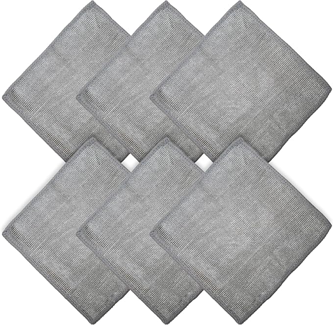 WHOOSH! Microfiber Cleaning Cloth, 6 Pack, Glasses and Screen Cleaning Cloth, Suitable for Car Screen, Computer, Laptop, iPad, MacBook, Smart Phone, Monitor, Eyeglasses, Watches (6 x 6 Inch), Grey